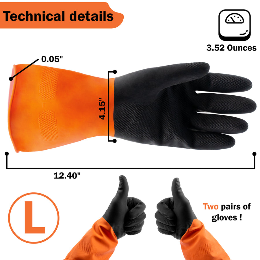 Gastody chemical resistant gloves dimensions
