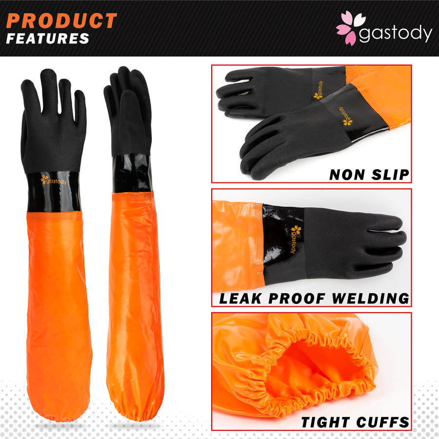 Gastody extra-long PVC chemical gloves features