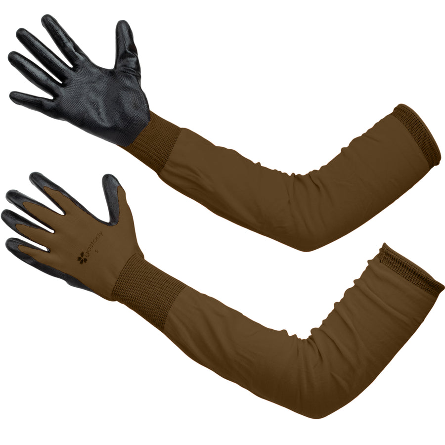 Gastody long sleeve gardening gloves in brown, primary