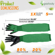 Gastody long sleeve gardening gloves in green, detail