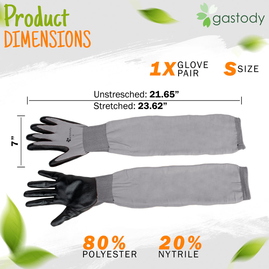 Gastody long sleeve gardening gloves in grey, detail