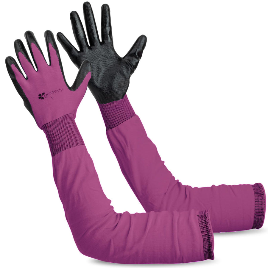 Gastody long sleeve gardening gloves in pink