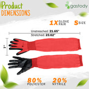 Gastody long sleeve gardening gloves in red, detail
