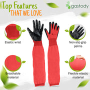 Gastody long sleeve gardening gloves in red, feature