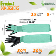 Gastody long sleeve gardening gloves in turquoise, detail