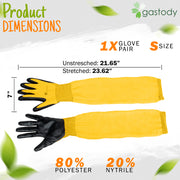 Gastody long sleeve gardening gloves in yellow, detail